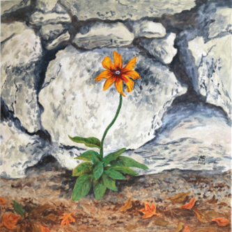 Blume vor der Mauer